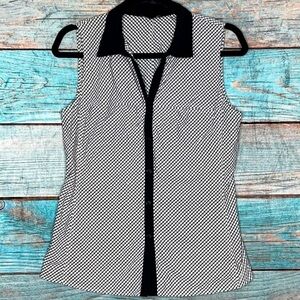 Lafayette 148 New York Blouse 4 Plaid Sleeveless Collared Neutral Office Top
